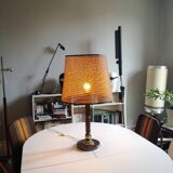 Desk lamp with wicker shade, 1970