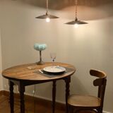 Duo of hanging lamp bistro sheet enamelled sheet metal