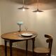 Duo of hanging lamp bistro sheet enamelled sheet metal