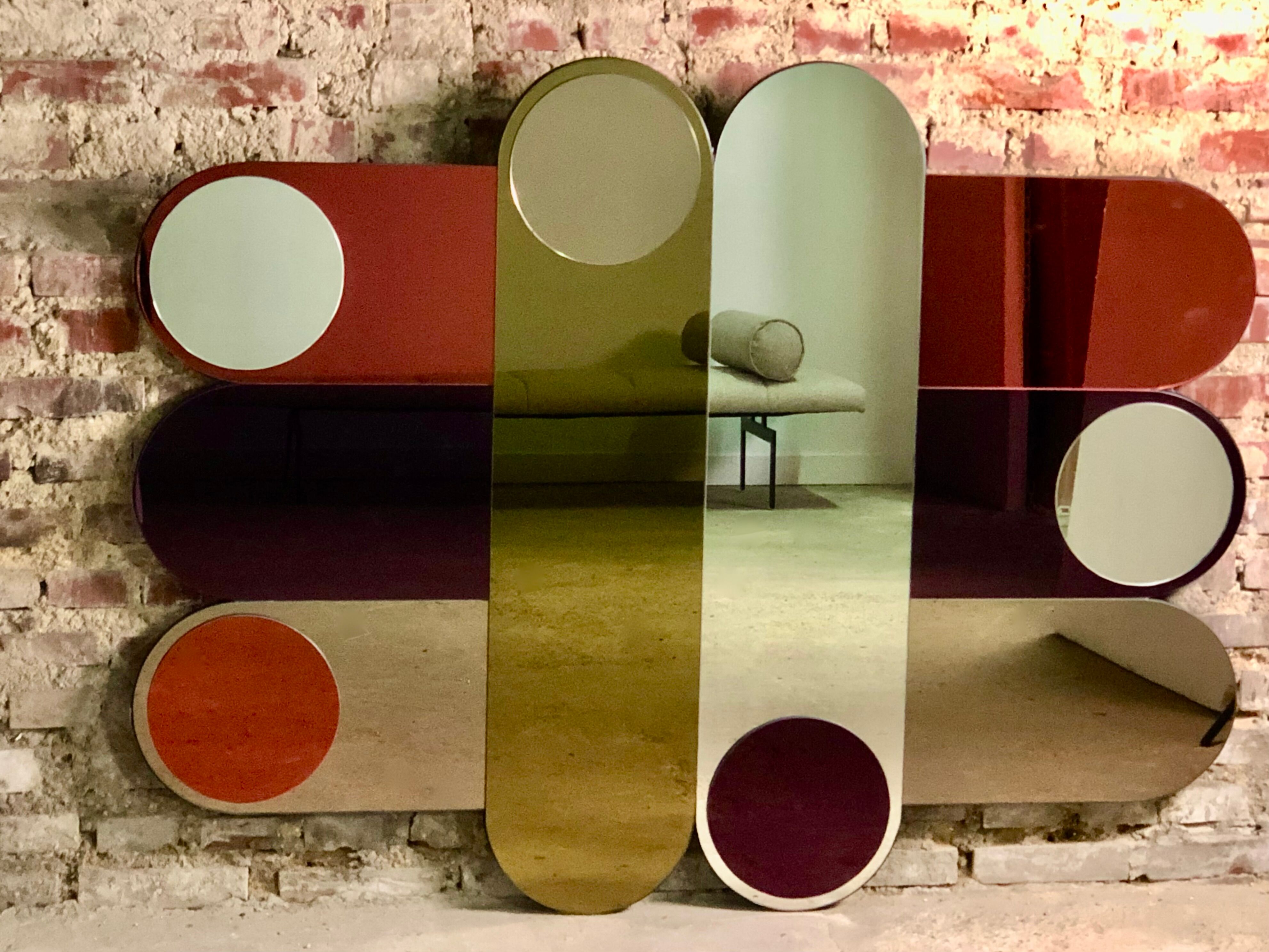 Miroir style 70'S en verre miroir fumé coloré