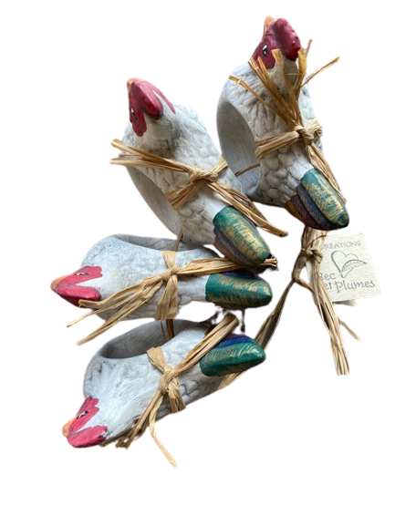4 ronds de serviettes poule