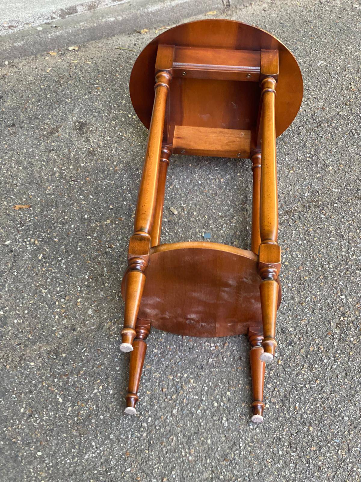 Vintage Louis XVI round solid wood side table 1970