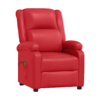 Electric massage recliner Red Leatherette