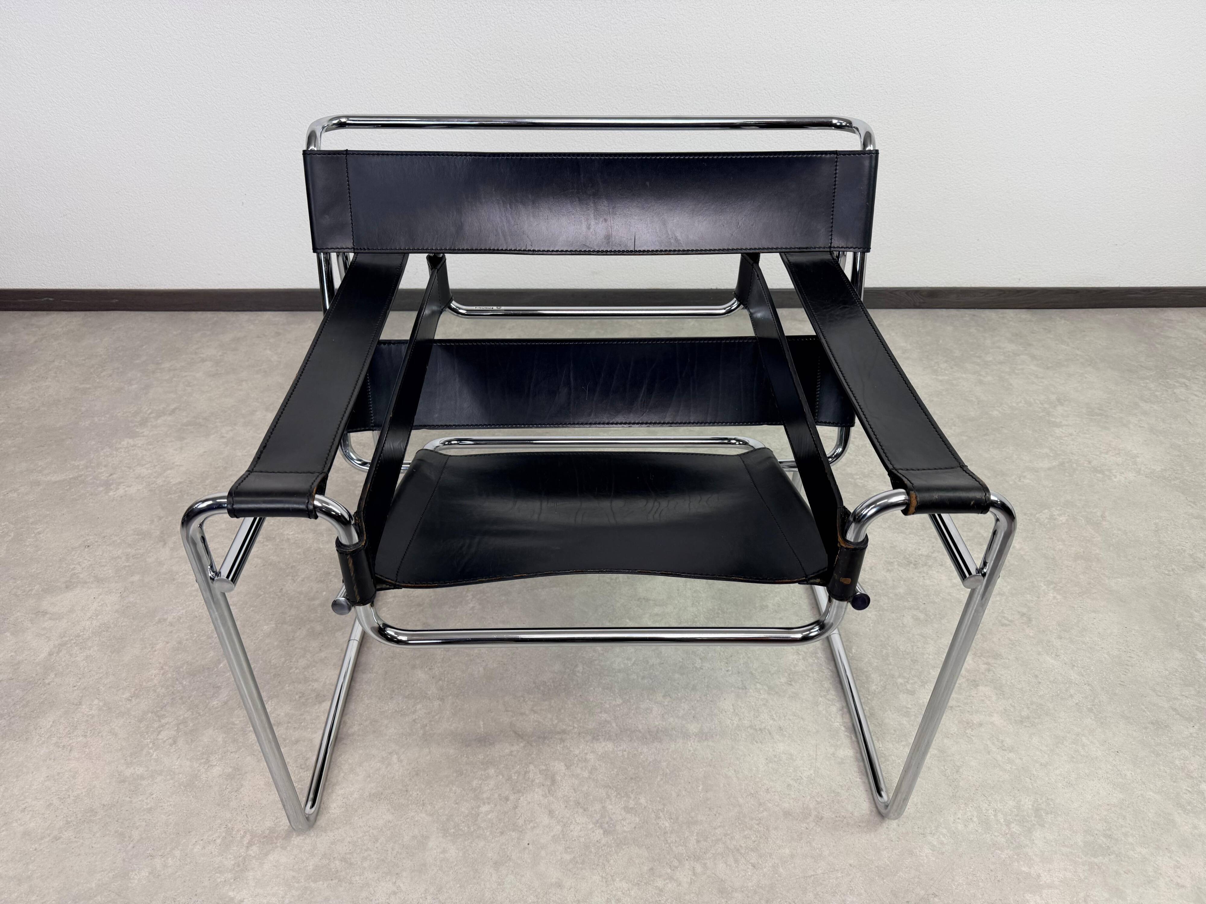 Authentic B3 "Wassily" chair by Marcel Breuer, Vintage, by Bononia, Italy