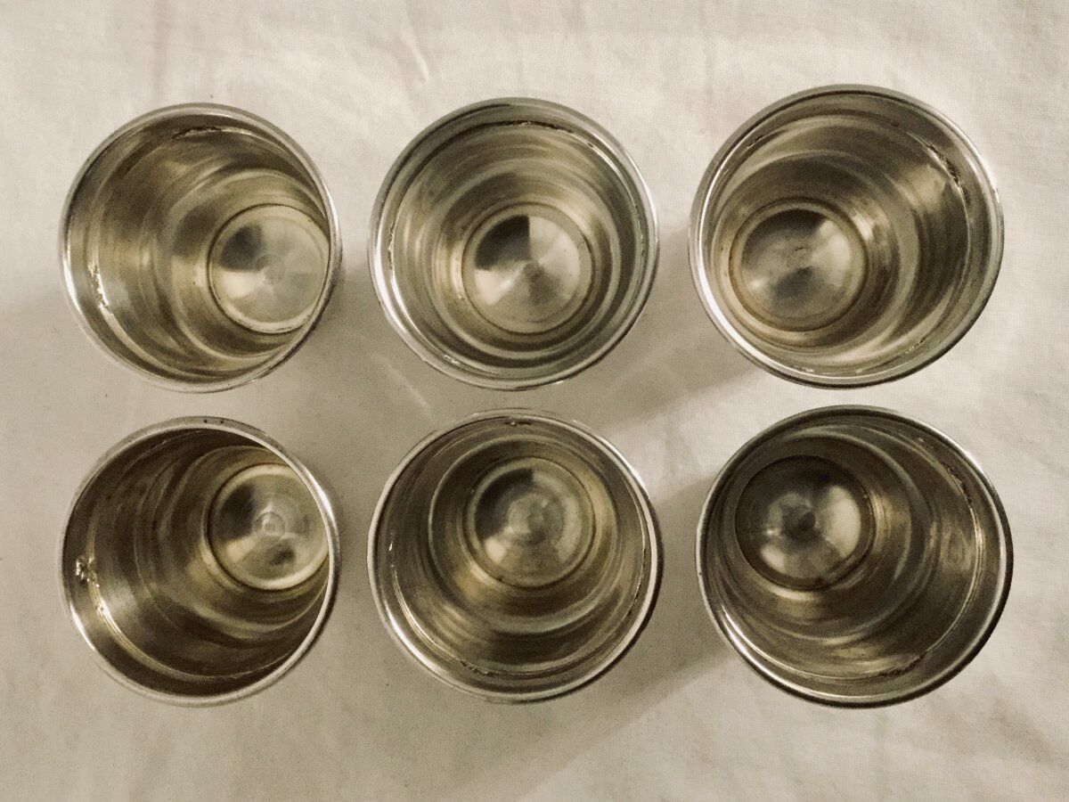 6 liquor cups "rubans croisés" Charles Vincent