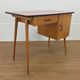 Bureau et chaise Baumann Pégase rouges, pieds compas