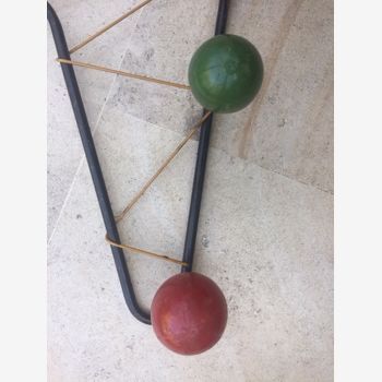 Wall coat holder 5 patères balls, 50s