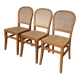 Set of 3 Vintage Wooden Dining Chairs with Cane Seat - Mid-Century Yugoslav