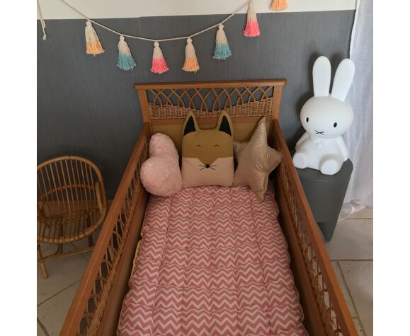 Lit Bebe Rotin Et Bois Vintage Selency Lit Bebe Rotin Et Bois Vintage Selency