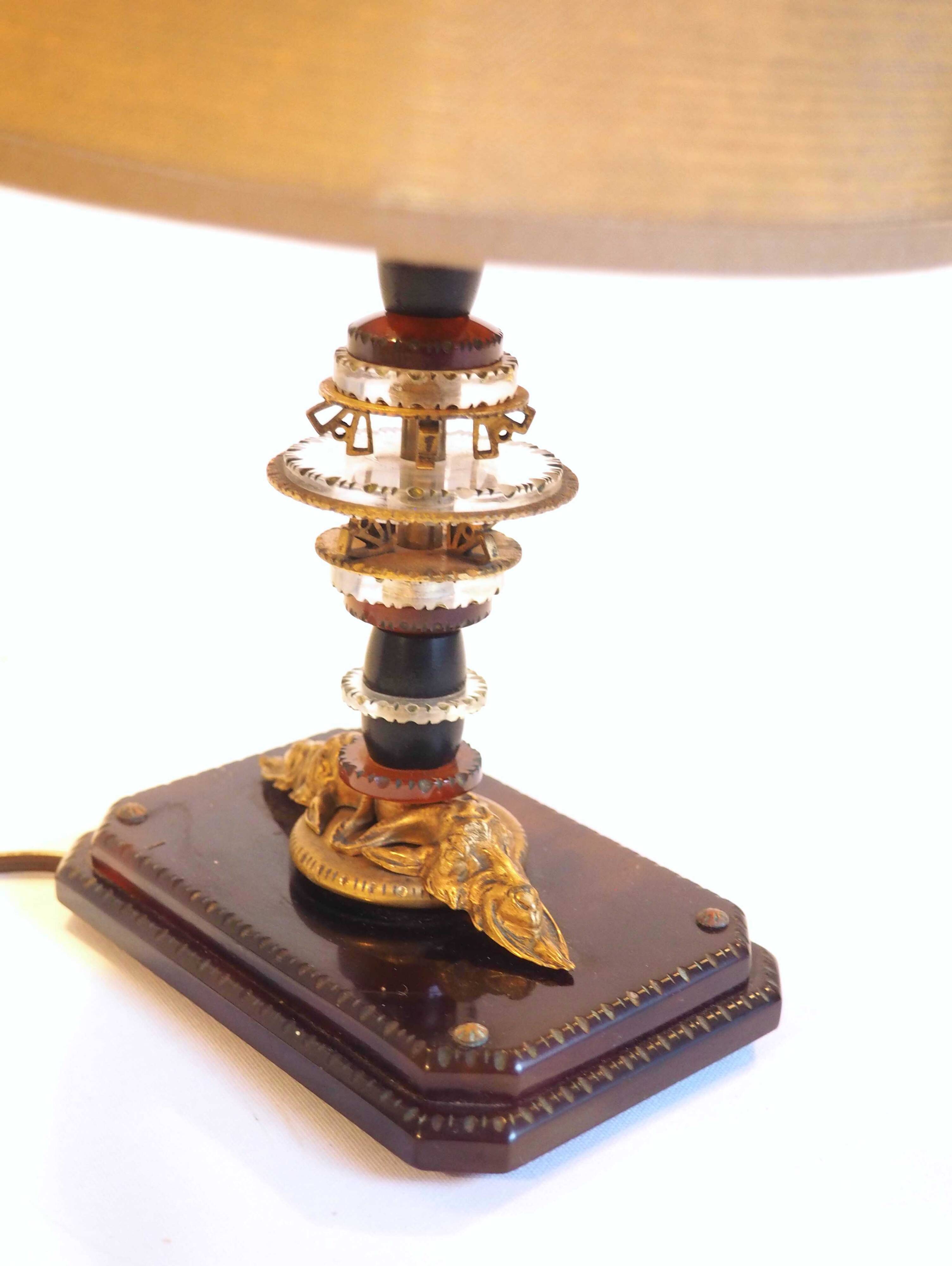 Glass and brass foot lamp