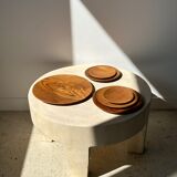 Set of 4 flat monoxyl teak trays