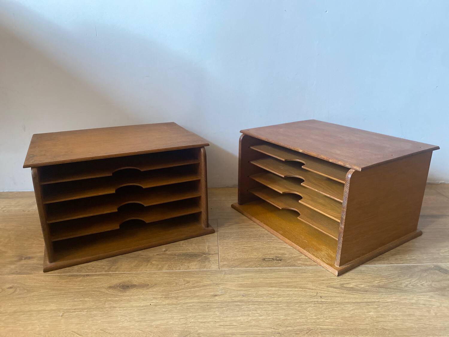 Two Wooden Office Mail Sorter