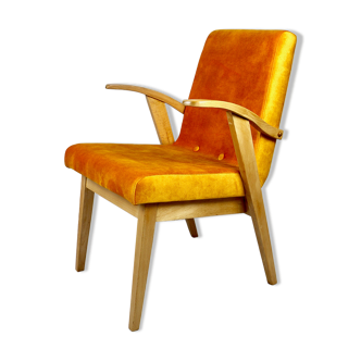 Orange Yellow Easy Chair attributed to Mieczyslaw Puchala, 1970s