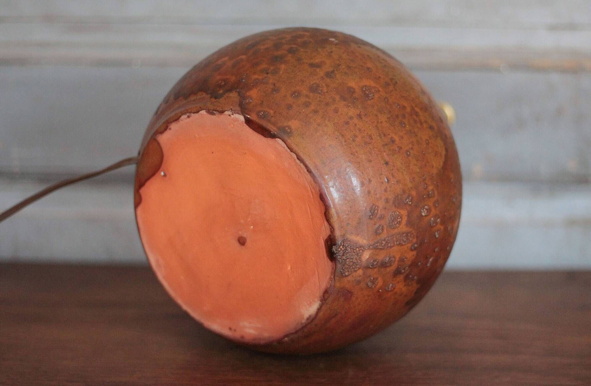 Vintage terracotta lamp, vintage lamp base, living room lamp, brown lamp