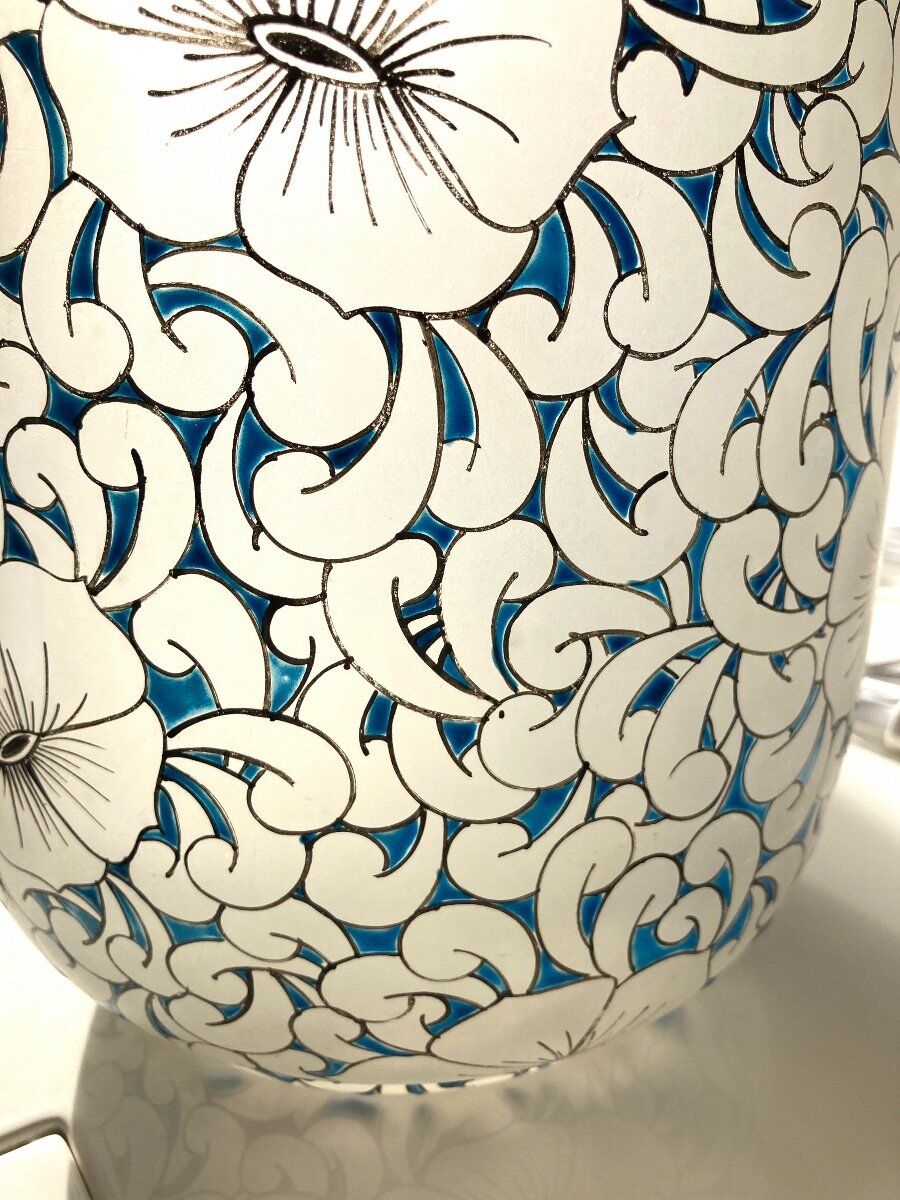 Glass paste vase signed Leune, Art Nouveau