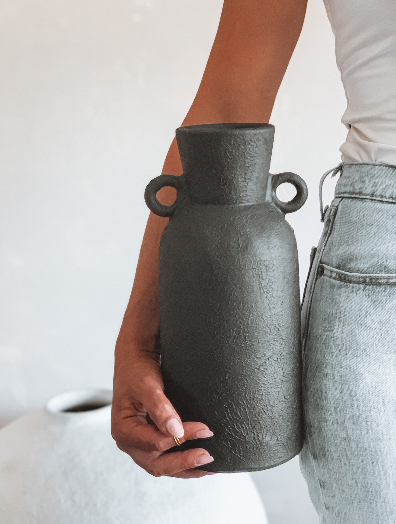 Black ceramic vase