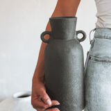 Black ceramic vase