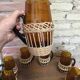 Service a orangeade verre marron et osier