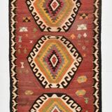 Red Oriental Pattern Kilim Runner Rug, 81x261Cm