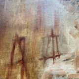 Oil painting on canvas signed “model in the workshop”