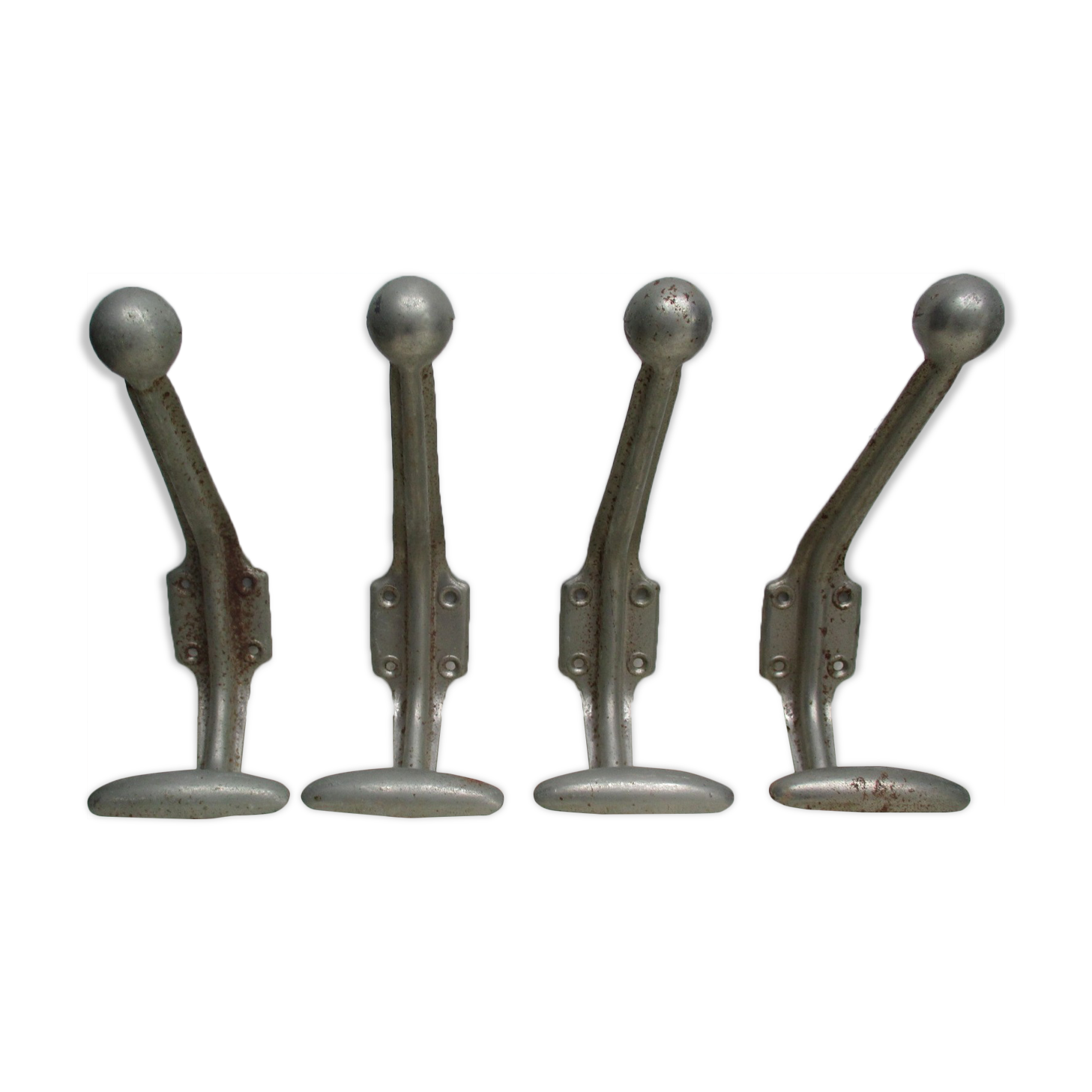 Four industrial iron hooks