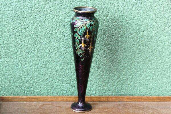 Vase émaillé, art nouveau, Limoges, Jules Sarlandie