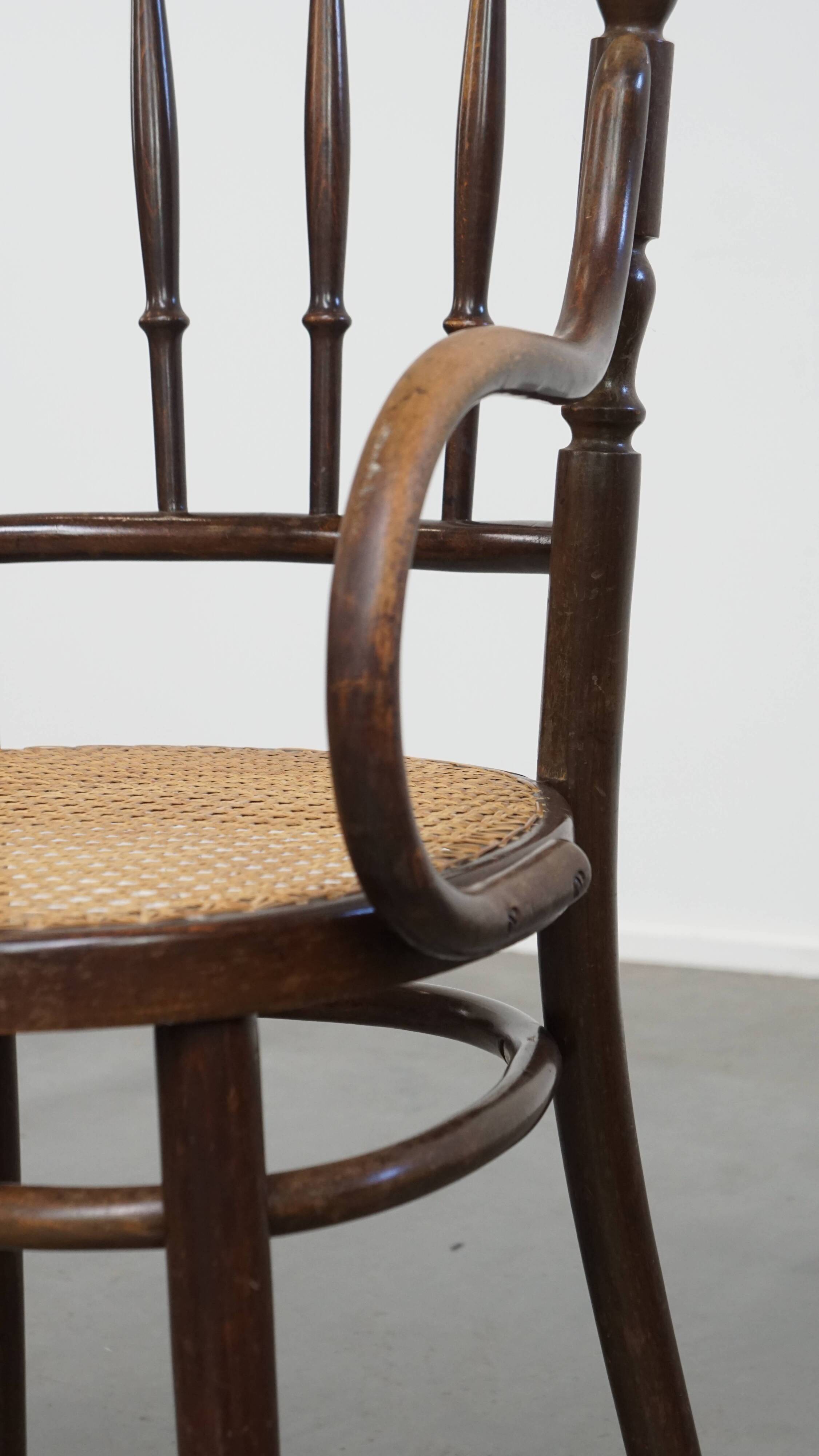 Original vintage Thonet bistro design chair with armrests