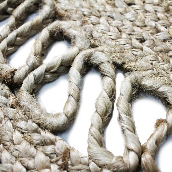 Round jute carpet wave 120 cm