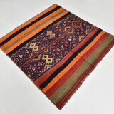 4x4 Square Bohemian Pattern Kilim Area Rug, 128x128Cm