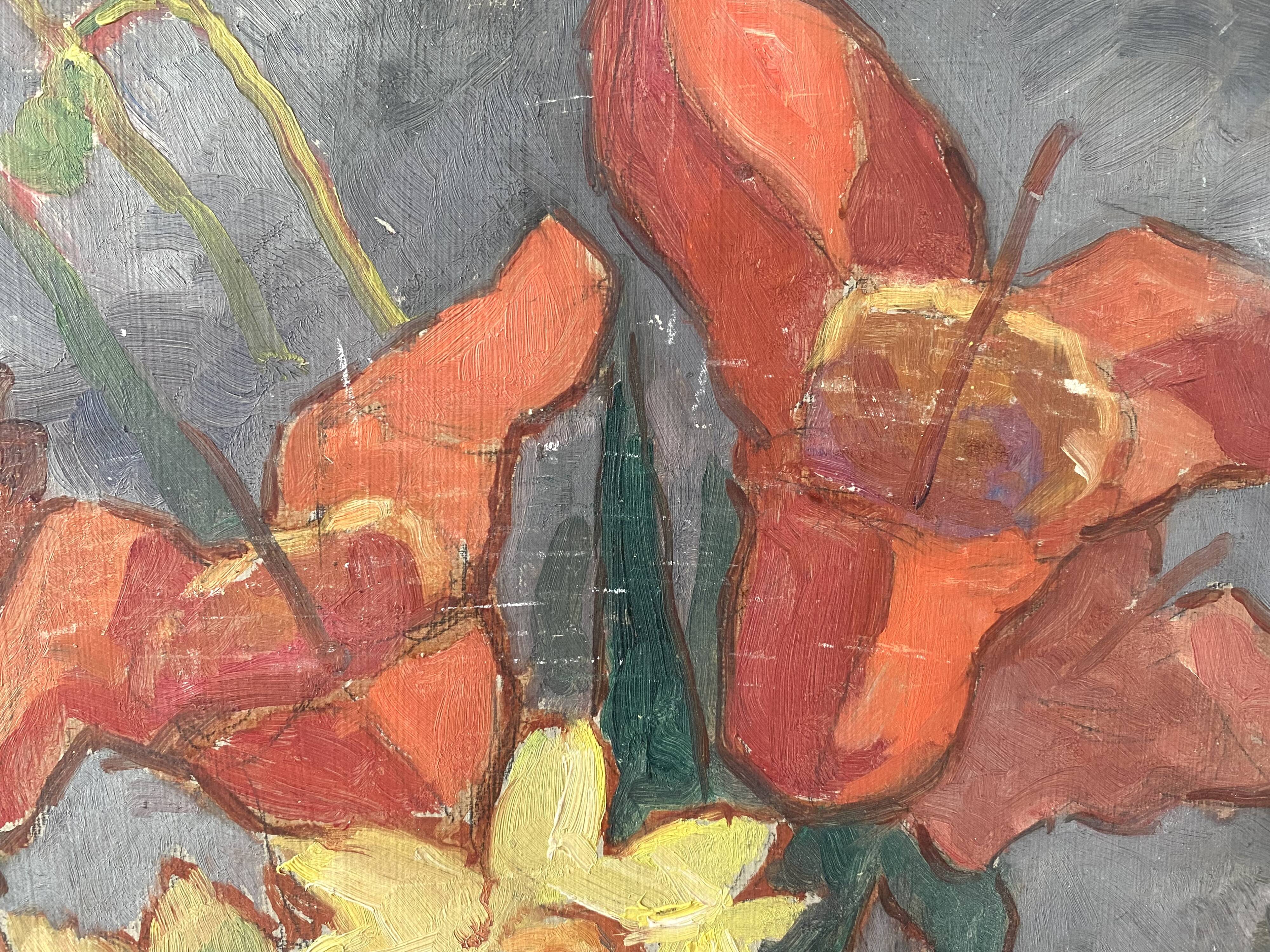 Oil portrait on cardboard of a man 50s