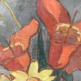 Oil portrait on cardboard of a man 50s