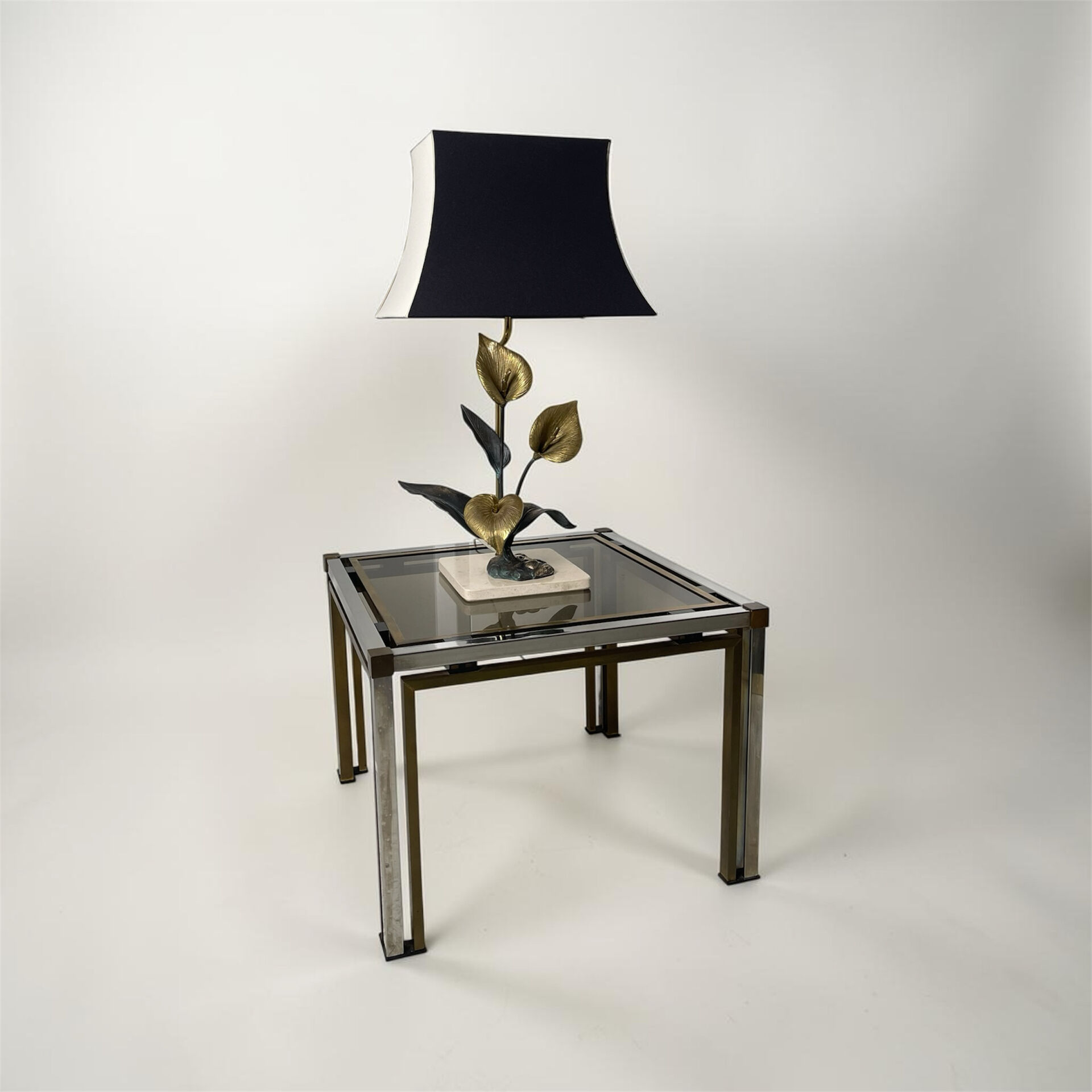 Lampe florale bronze 1970