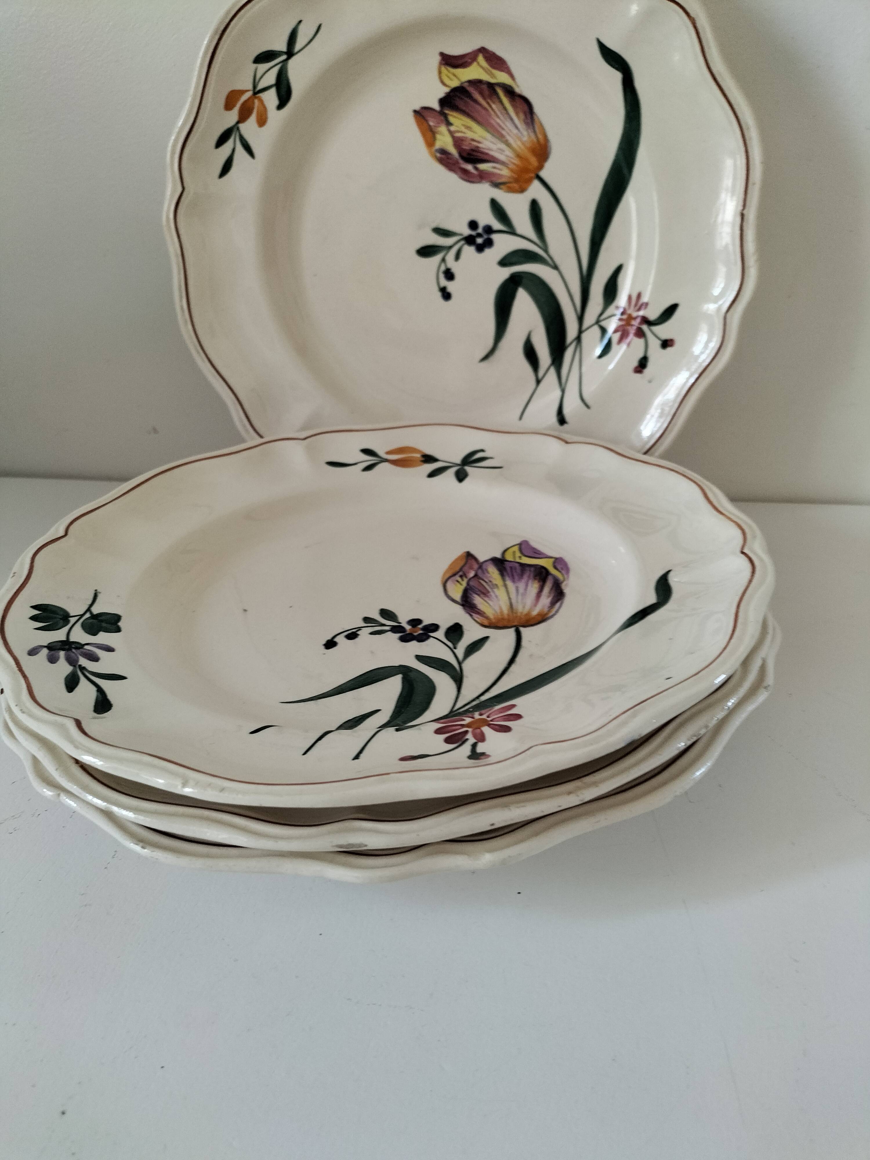 Antique Longchamp plates – “Tulips” model – 1950s-1960s