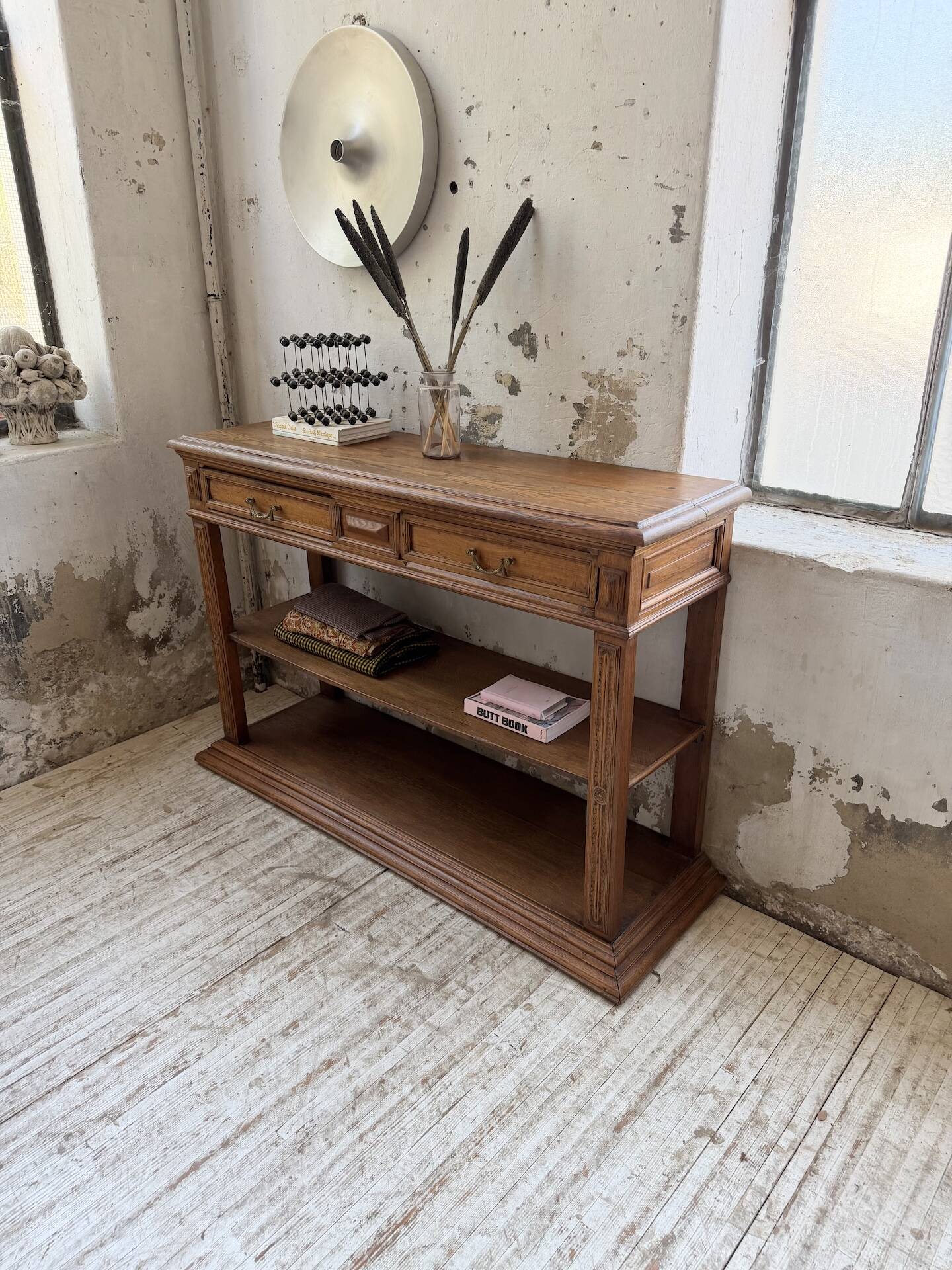 19th-century oak console table