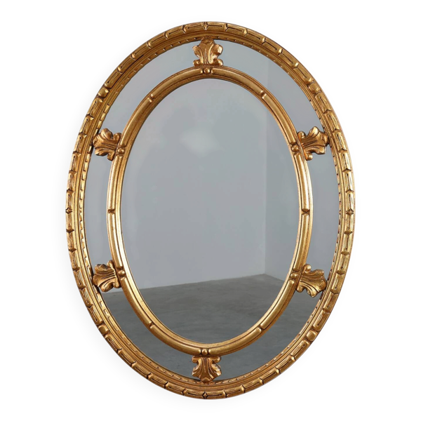 Miroir ovale incliné de style néoclassique du 20e siècle par Deknudt, Belgique