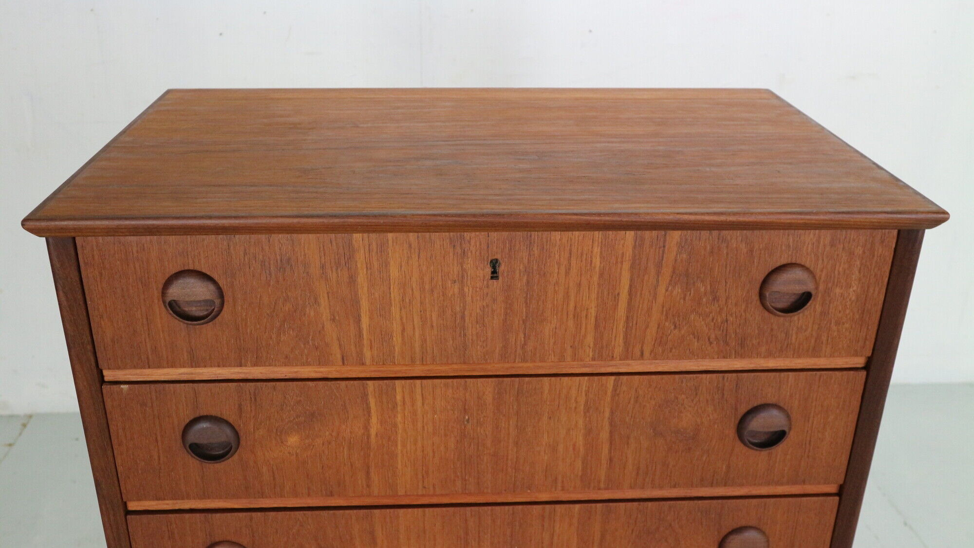 Mid-Century Modern Danish Chest of Six Drawers, Tallboy in Teak, Denmark, 1960s