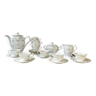 Service à thé/café vintage en porcelaine blanche doré limoges
