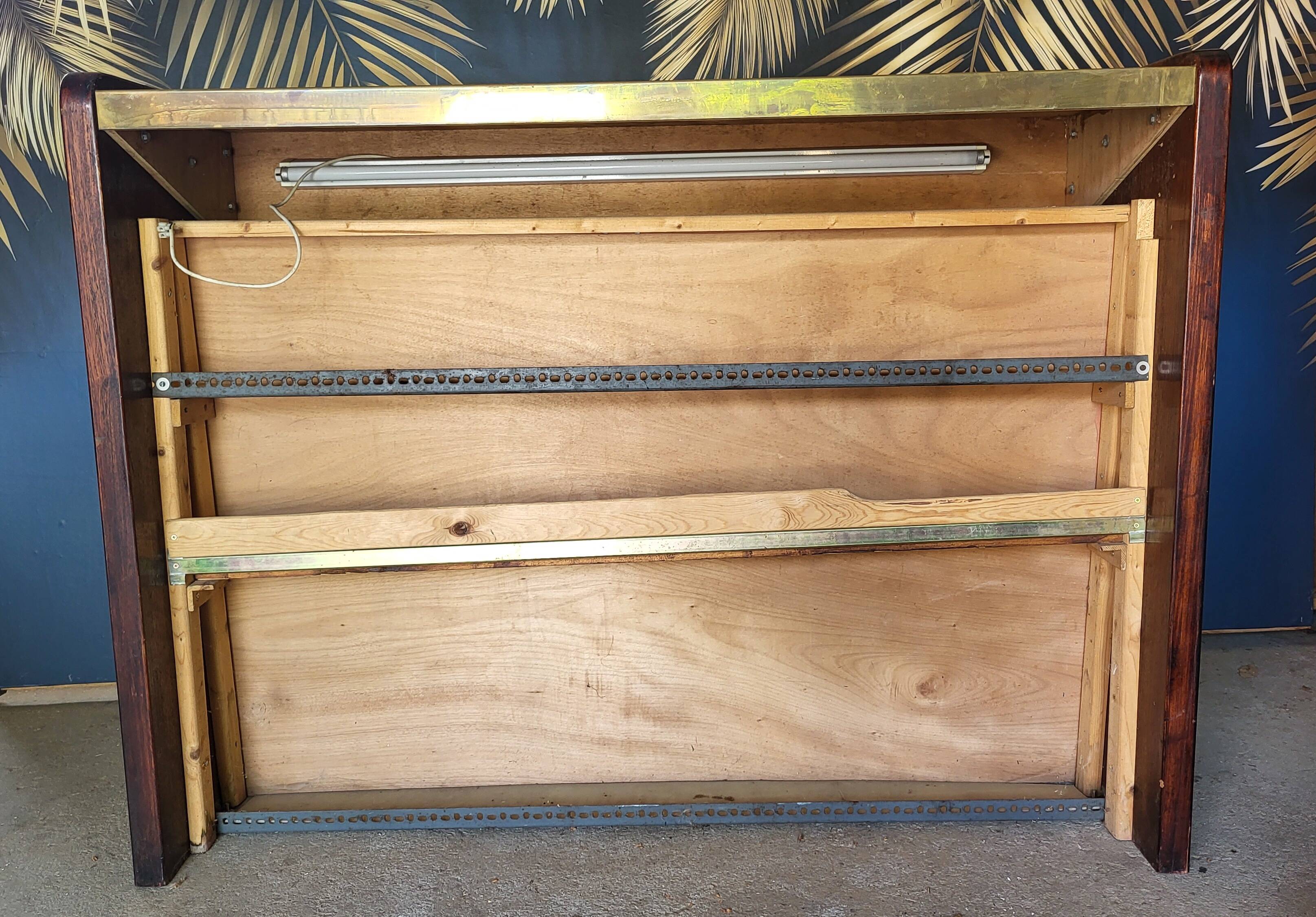 Palissandre and vintage brass bar counter from the 1960s.