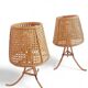Mid-Century Bamboo and Cane Pair of Large Table Lamps By Louis Sognot, 1970s