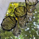 Trio de petits vases torsadés en verre fumé années 70