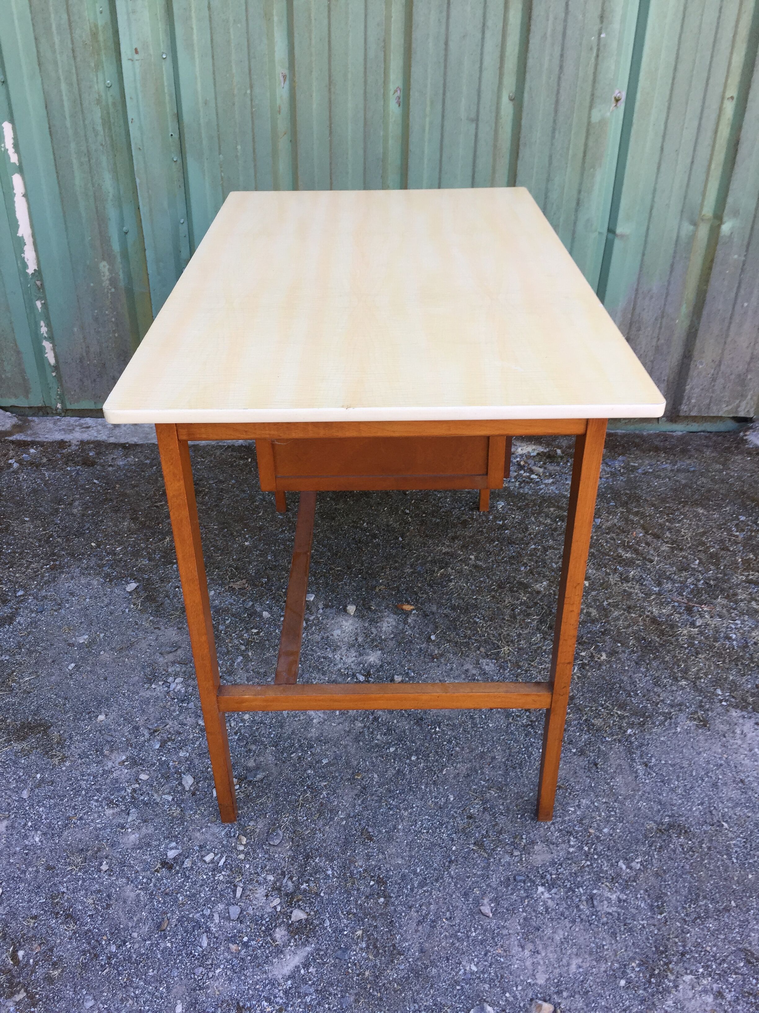 Vintage desk with 2 drawers in beech and cp with the Formica top