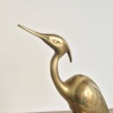 Very large vintage brass heron