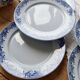 6 antique flat plates from Sarreguemines U&C in the Mimosa blue pattern.