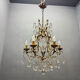 Large Gilded Florentine Tole and Crystal Chandelier, 1950s