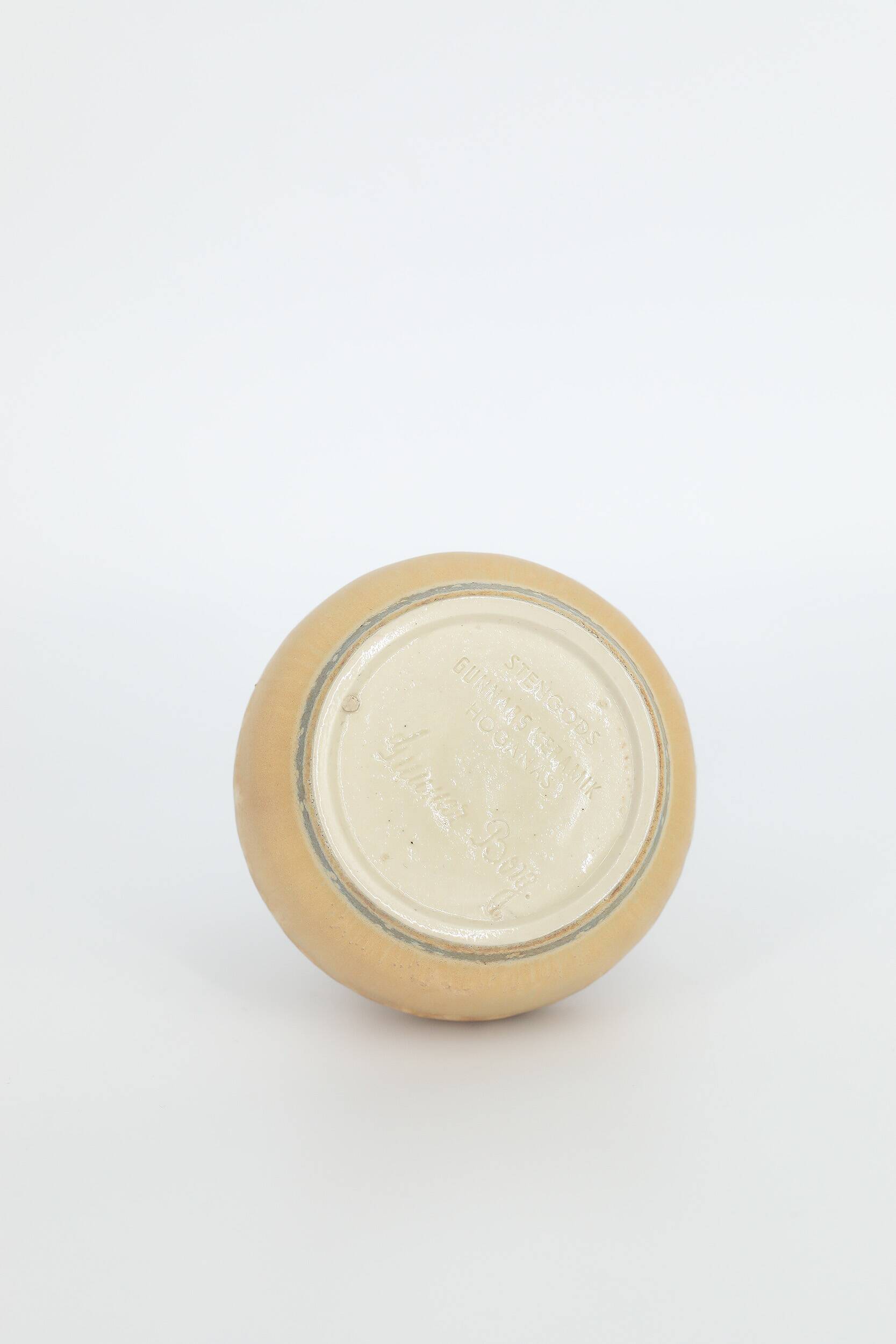 Small modern mid-century Scandinavian collection vase in sandy brown stoneware by Gunnar Borg.