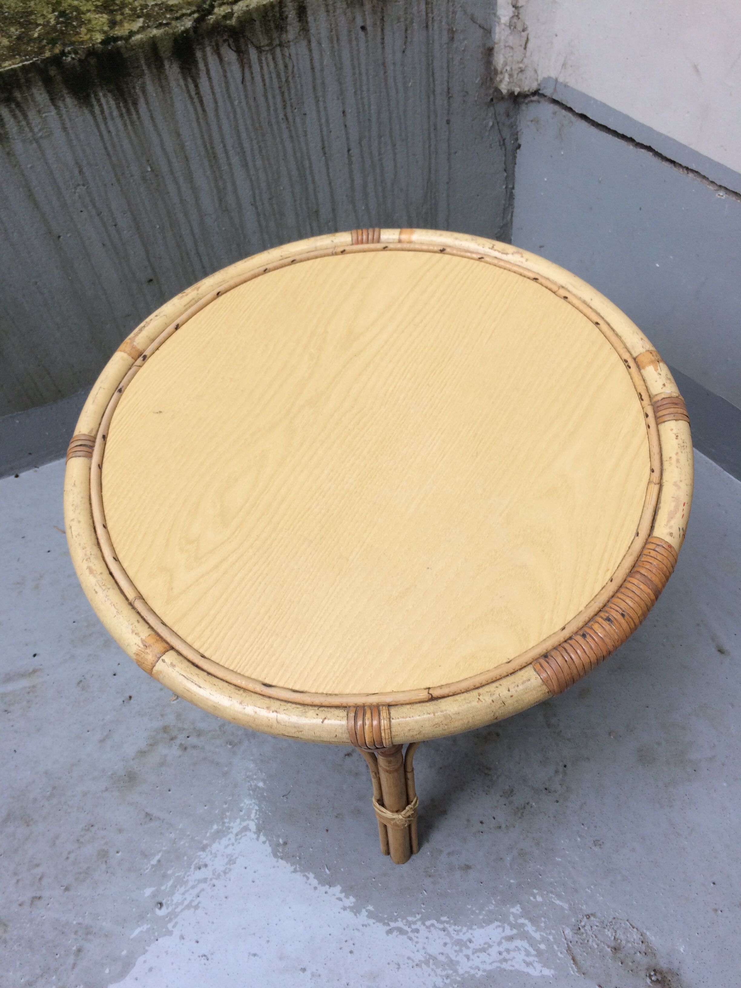 Rattan side table