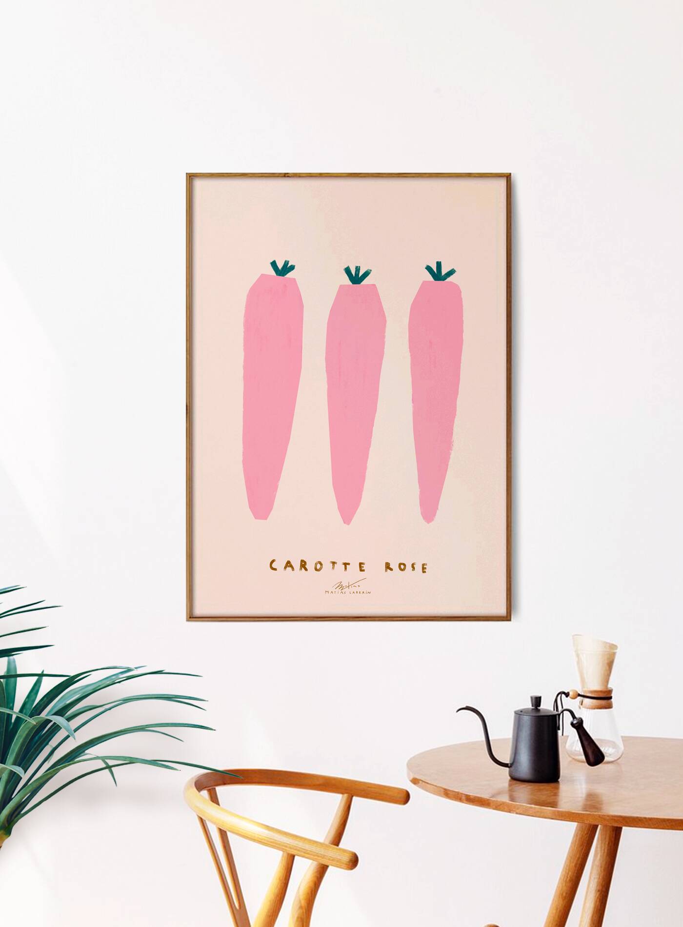 Poster printed in giclee quality with illustration of carrots
