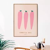 Poster printed in giclee quality with illustration of carrots