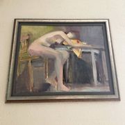 Tableau figuratif signé Marais, France années 70