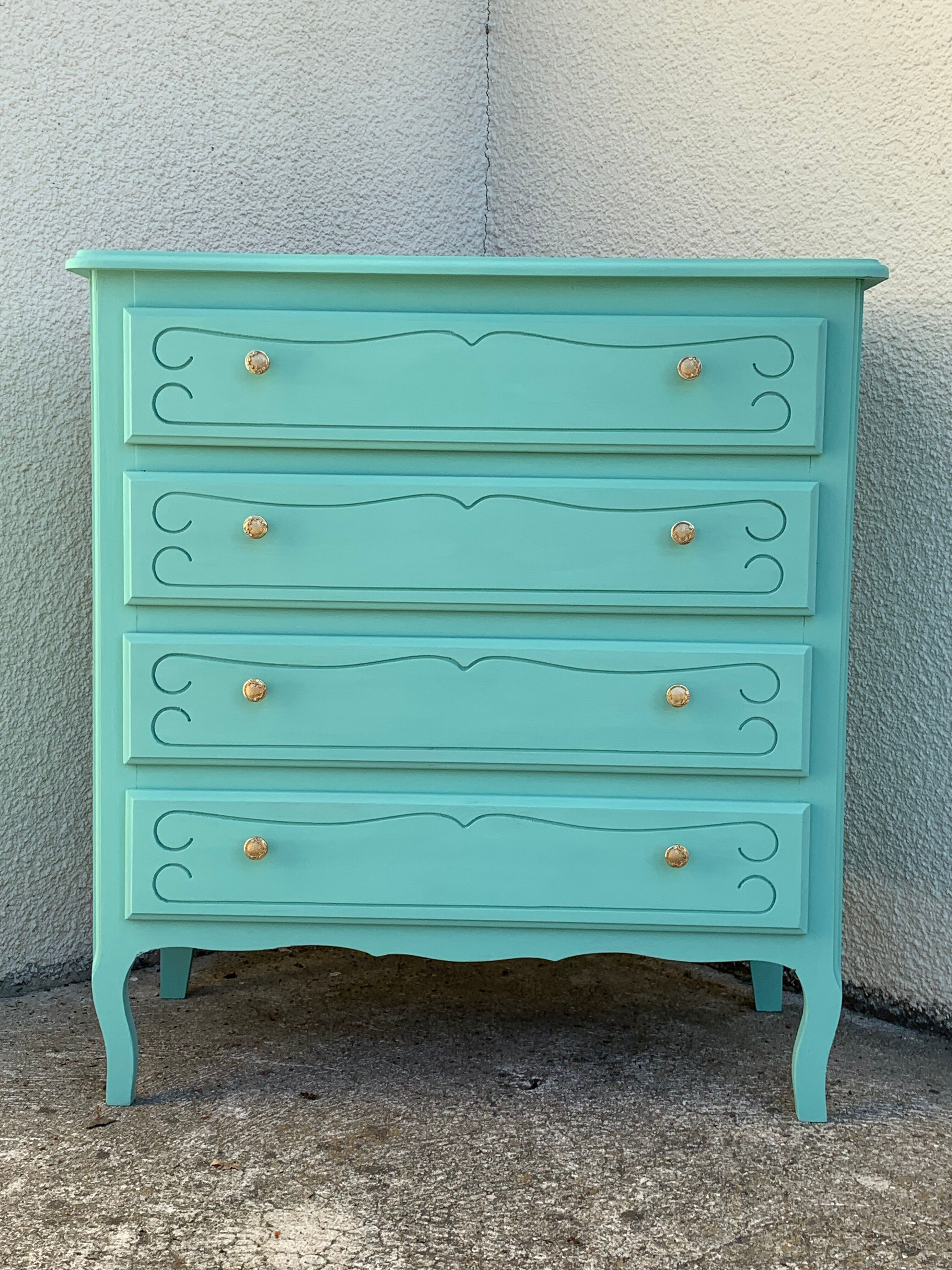 Vintage mint green chest of drawers 1950